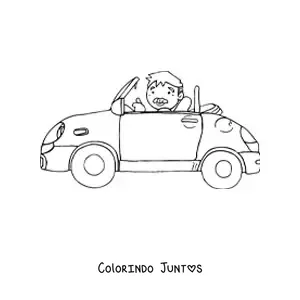 Desenho para colorir de um vovô moderno dirigindo um carro