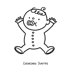 Desenho para colorir de um bebê com chupeta abrindo os braços