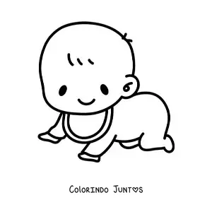 Desenho para colorir de um bebê com babador engatinhando