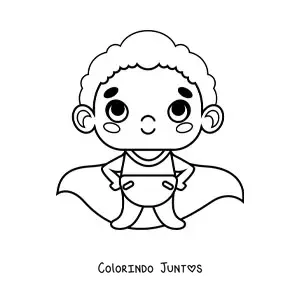 Desenho para colorir de um bebê de fraldas com capa de super-herói