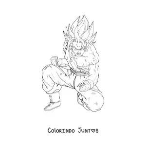 Desenho para colorir de Goku ajoelhado no estado de Instinto Superior