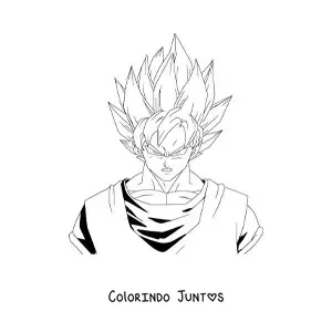 Desenho para colorir do tronco de Goku no modo Super Saiyajin