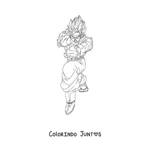 Desenho para colorir de Goku no modo Super Saiyajin fazendo o Kamehameha