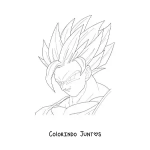 Desenho para colorir do rosto do Goku no modo Super Saiyajin