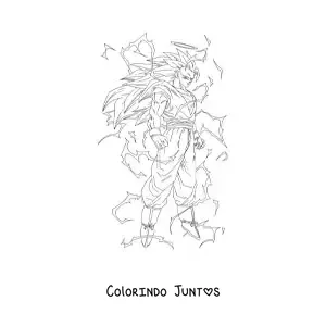 Desenho para colorir do Goku no modo Super Saiyajin 3