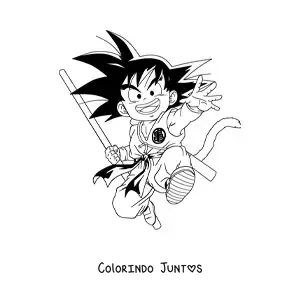Desenho para colorir do Goku criança pulando
