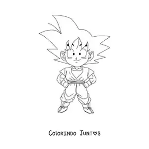 Desenho para colorir do Goku criança kawaii