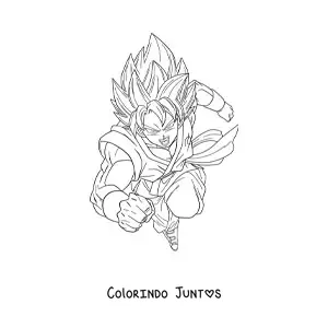 Desenho para colorir do Goku no modo Super Saiyajin Blue