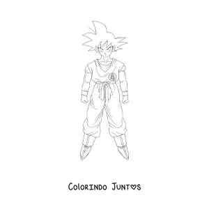 Desenho para colorir do Goku em pé, de frente