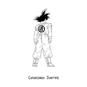 Desenho para colorir do Goku em pé, de costas