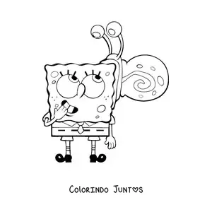 Desenho para colorir do Bob Esponja com o Gary