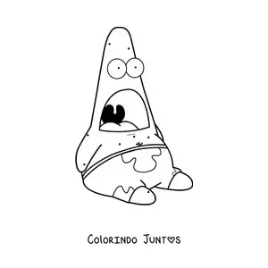 Desenho para colorir do meme do Patrick surpreso