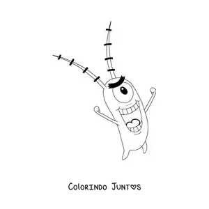 Desenho para colorir do Plankton com um sorriso malvado