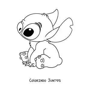 Desenho para colorir do Stitch kawaii sentado