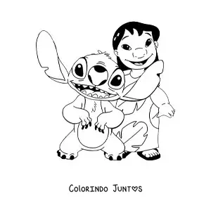 Desenho para colorir da Lilo junto com o Stitch