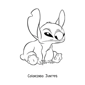 Desenho para colorir do Stitch sentado bravo
