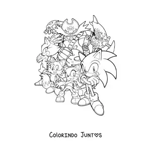 Desenho para colorir do Sonic e seus amigos