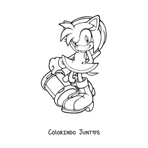 Desenho para colorir da Amy do Sonic com um martelo