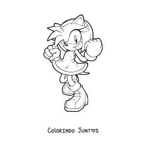 Desenho para colorir da Amy do Sonic em pose de luta