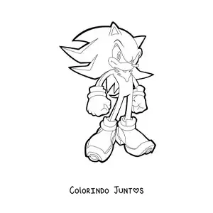Desenho para colorir do Shadow do Sonic em pose de luta