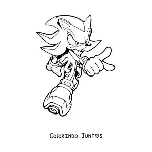 Desenho para colorir do Shadow do Sonic apontando para frente