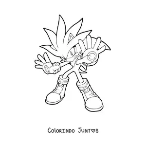 Desenho para colorir do Silver do Sonic com as mãos à frente