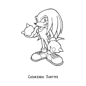 Desenho para colorir do Knuckles do Sonic em pose de luta