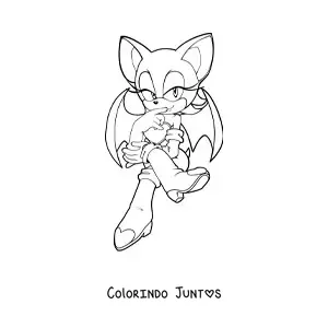 Desenho para colorir da Rouge do Sonic sentada com as pernas cruzadas