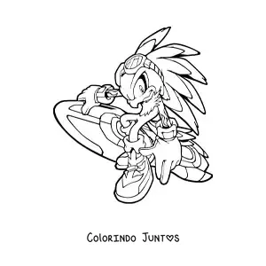 Desenho para colorir do Jet do Sonic segurando sua prancha