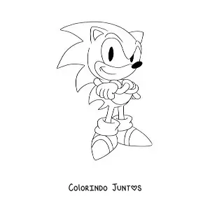 Desenho para colorir do Sonic clássico de braços cruzados