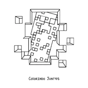 Desenho para colorir de um creeper de Minecraft visto através de um buraco