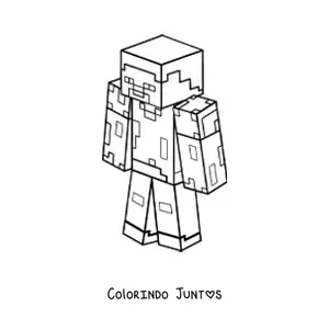 Desenho para colorir do Steve de Minecraft visto de cima