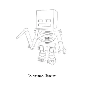 Desenho para colorir de um esqueleto de Minecraft