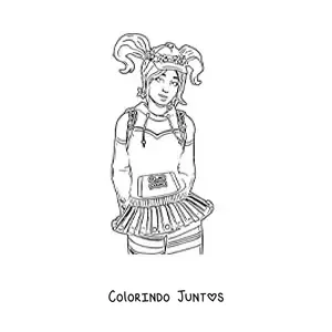 Desenho para colorir da Zoey de Fortnite com os braços para trás