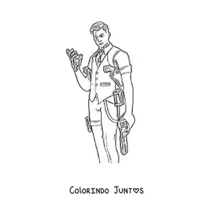 Desenho para colorir do Midas de Fortnite segurando uma arma