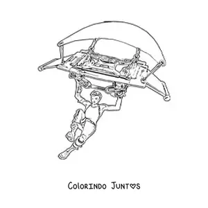 Desenho para colorir de uma garota de Fortnite aterrissando de paraquedas
