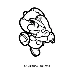 Desenho para colorir do Paper Mario segurando um martelo