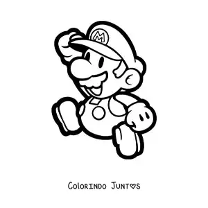 Desenho para colorir do Paper Mario pulando