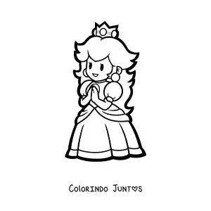 Desenho para colorir da Paper Peach de Mario Bros sorrindo