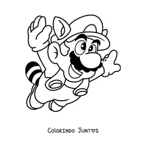 Desenho para colorir do Mario guaxinim de Mario Bros