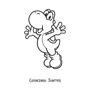 Desenho para colorir do Yoshi de Mario Bros pulando