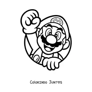 Desenho para colorir do Mario erguendo o punho