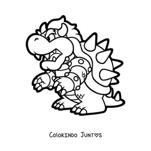 Desenho para colorir do Bowser de Mario Bros de perfil