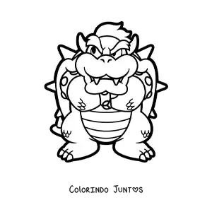 Desenho para colorir do Bowser de Mario Bros de braços cruzados