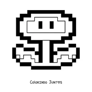 Desenho para colorir de uma flor de fogo de Mario Bros em 8 bits