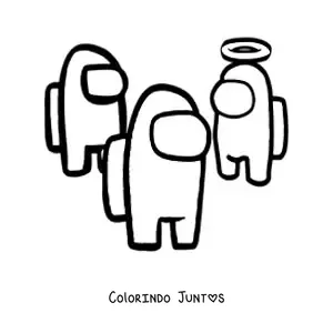 Desenho para colorir de três tripulantes de Among Us