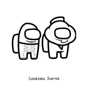 Desenho para colorir de dois tripulantes de Among Us fantasiados de Halloween