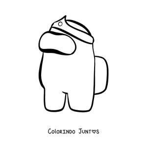Desenho para colorir de um tripulante de Among Us com coroa