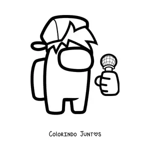 Desenho para colorir do Boyfriend de FNF em Among Us