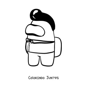 Desenho para colorir de um tripulante de Among Us com cabelo